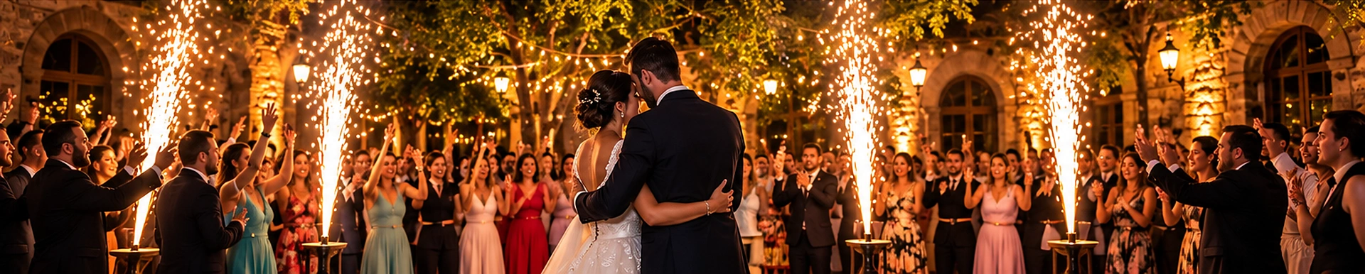 Novios cerrando la fiesta de su boda en Barcelona rodeados de invitados
