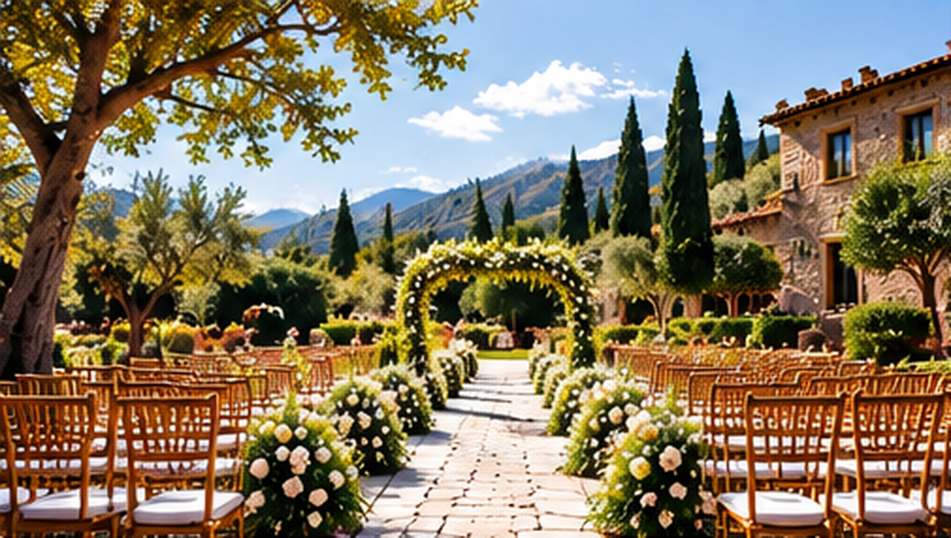 Ceremonia de boda al aire libre en Barcelona con decoración floral