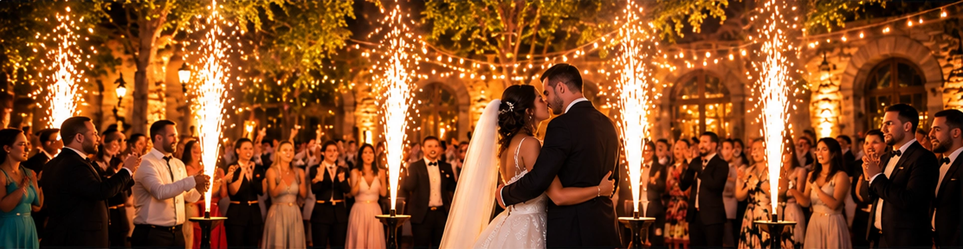 Novios cerrando la fiesta de su boda en Barcelona rodeados de invitados